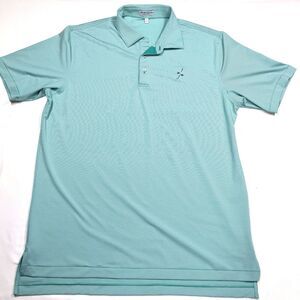 PETER MILLAR Summer Comfort Polo Shirt Men L Turquoise Green Stripe Golf Sport
